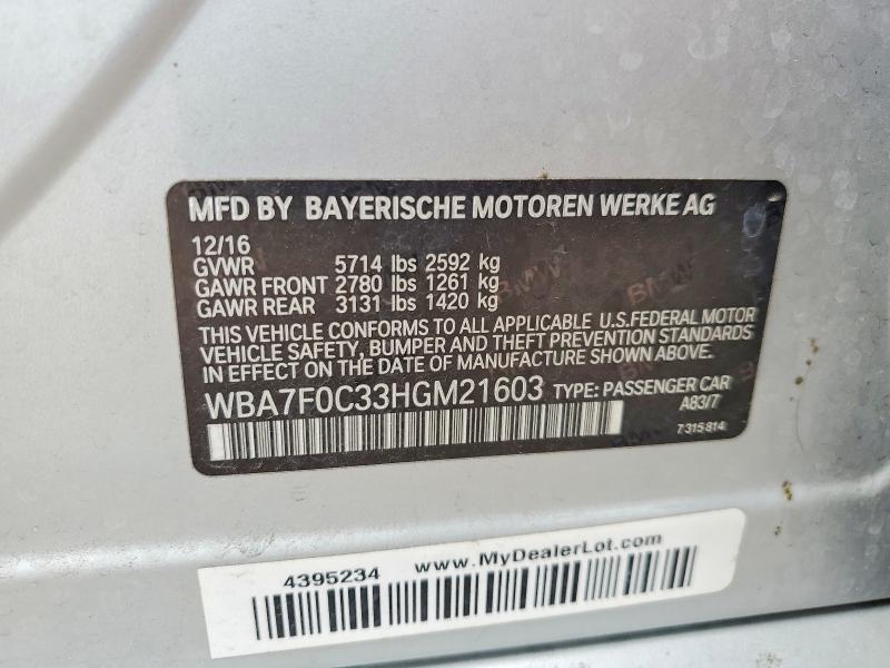 Продаж на аукціоні авто 2017 Bmw 750, vin: WBA7F0C33HGM21603, номер лоту: 47562056