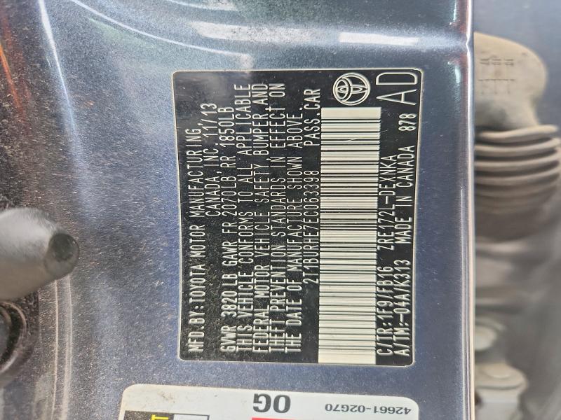 Aukcja sprzedaży 2014 Toyota Corolla, vin: 2T1BURHE7EC063398, numer aukcji: 51625106