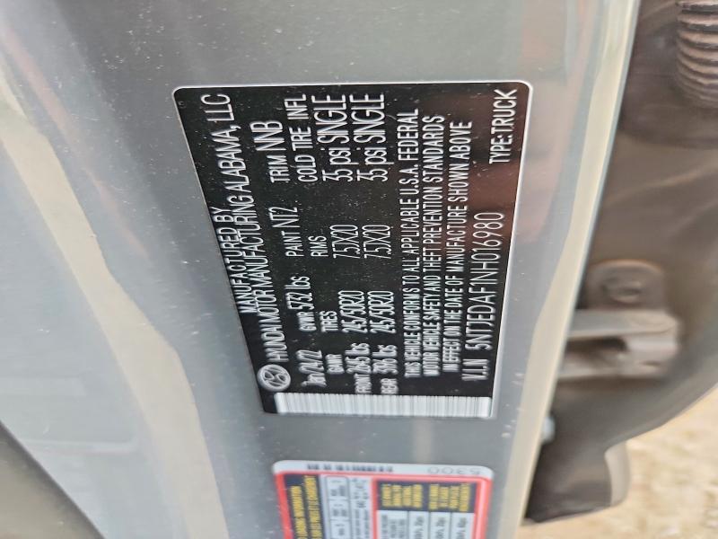 2022 Hyundai Santa Cruz მანქანა იყიდება აუქციონზე, vin: 5NTJEDAF1NH016980, აუქციონის ნომერი: 50769376