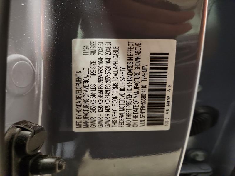 48968696 :رقم المزاد ، 5FNYF8H53SB014110 vin ، 2025 Honda Passport مزاد بيع