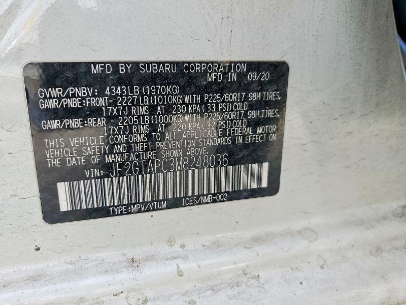 50766876 :رقم المزاد ، JF2GTAPC3M8248036 vin ، 2021 Subaru Crosstrek مزاد بيع