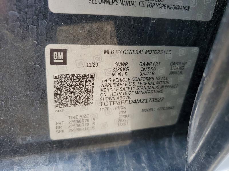 Продаж на аукціоні авто 2021 Gmc Sierra, vin: 1GTP8FED4MZ173527, номер лоту: 51070086
