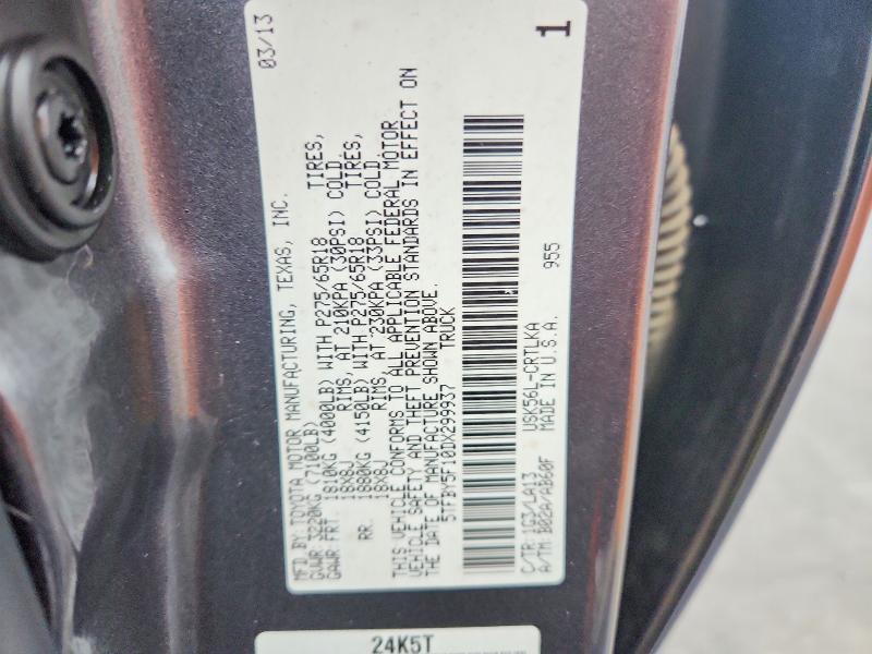 2013 Toyota Tundra მანქანა იყიდება აუქციონზე, vin: 5TFBY5F10DX299937, აუქციონის ნომერი: 48548396