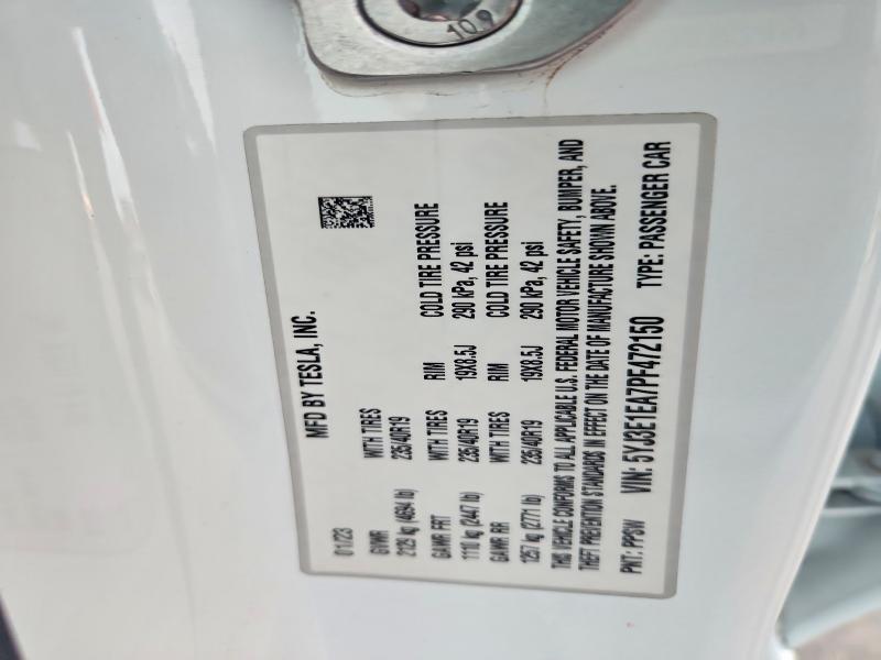 2023 Tesla Model 3 მანქანა იყიდება აუქციონზე, vin: 5YJ3E1EA7PF472150, აუქციონის ნომერი: 50275016