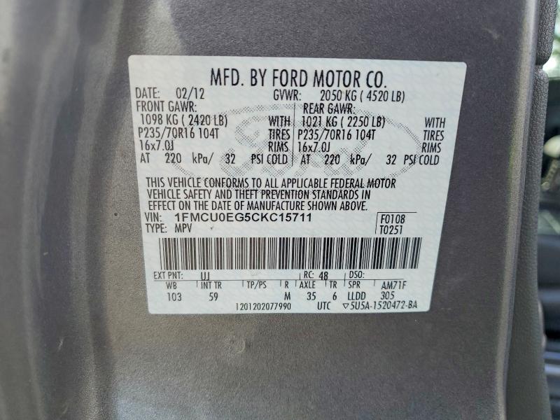 Продажа на аукционе авто 2012 Ford Escape, vin: 1FMCU0EG5CKC15711, номер лота: 51682826