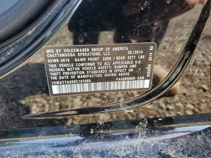 Aukcja sprzedaży 2014 Volkswagen Passat, vin: 1VWAT7A3XEC107458, numer aukcji: 48208316