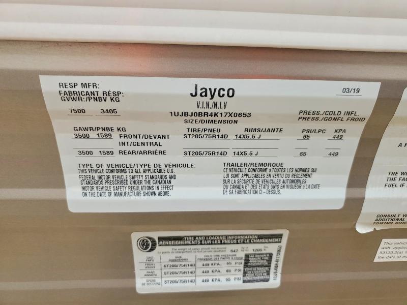 50628496 :رقم المزاد ، 1UJBJ0BR4K17X0653 vin ، 2019 Jayco Jay Flight مزاد بيع