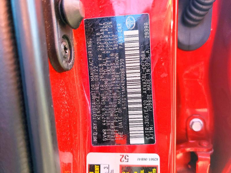 2023 Toyota Camry მანქანა იყიდება აუქციონზე, vin: 4T1G11AK4PU086350, აუქციონის ნომერი: 51512146