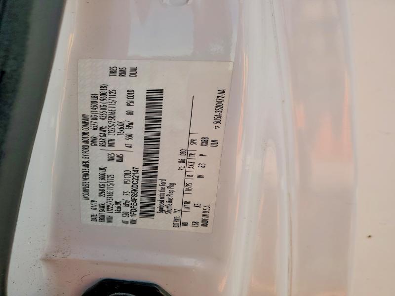 50635706 :رقم المزاد ، 1FDFE4FS5KDC22147 vin ، 2019 Ford Econoline E450 Super مزاد بيع