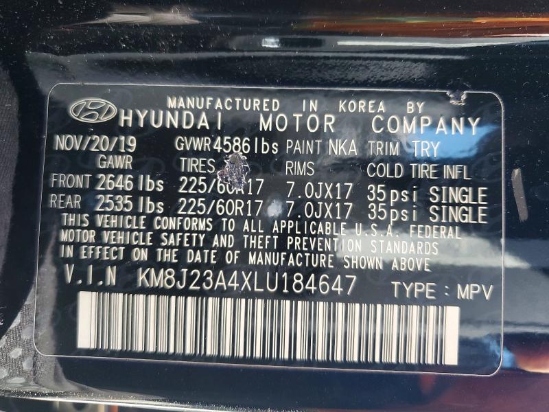 2020 Hyundai Tucson მანქანა იყიდება აუქციონზე, vin: KM8J23A4XLU184647, აუქციონის ნომერი: 49195706