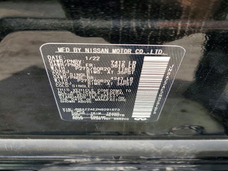Продаж на аукціоні авто 2022 Infiniti Qx80, vin: JN8AZ2AE2N9291673, номер лоту: 50389826