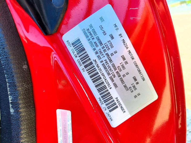 1993 Mazda Mx-5 Miata მანქანა იყიდება აუქციონზე, vin: JM1NA3518P0420914, აუქციონის ნომერი: 48630666