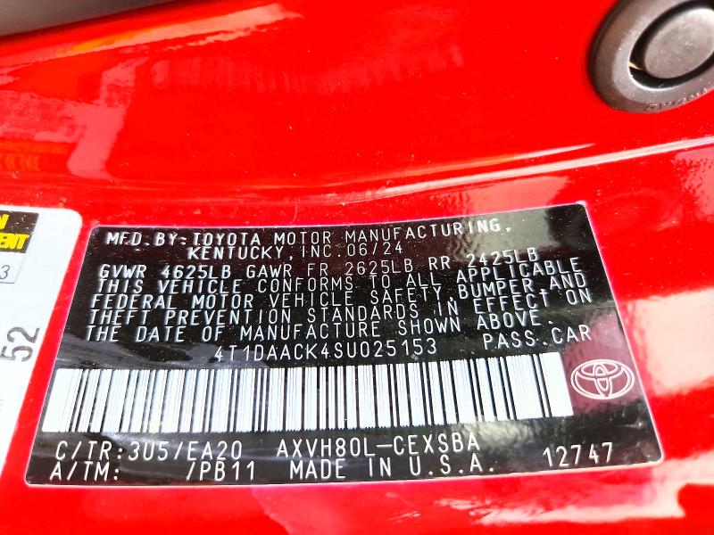 51515946 :رقم المزاد ، 4T1DAACK4SU025153 vin ، 2025 Toyota Camry مزاد بيع