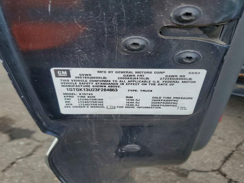 51543826 :رقم المزاد ، 1GTGK13U23F204863 vin ، 2003 Gmc Sierra مزاد بيع
