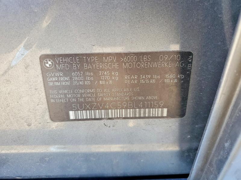 51010806 :رقم المزاد ، 5UXZV4C59BL411159 vin ، 2011 Bmw X5 مزاد بيع