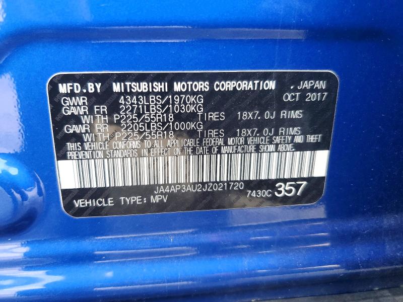 Продаж на аукціоні авто 2018 Mitsubishi Outlander Sport, vin: JA4AP3AU2JZ021720, номер лоту: 49501056
