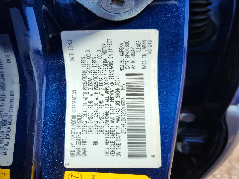 Продаж на аукціоні авто 2002 Lexus Rx, vin: JTJHF10U720244657, номер лоту: 49513286
