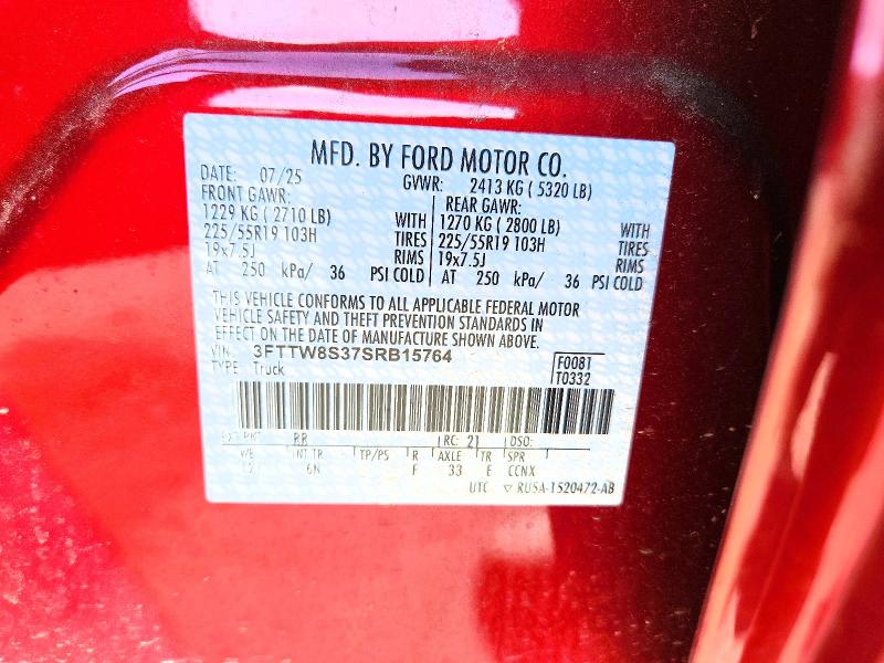 2025 Ford Maverick მანქანა იყიდება აუქციონზე, vin: 3FTTW8S37SRB15764, აუქციონის ნომერი: 50860736