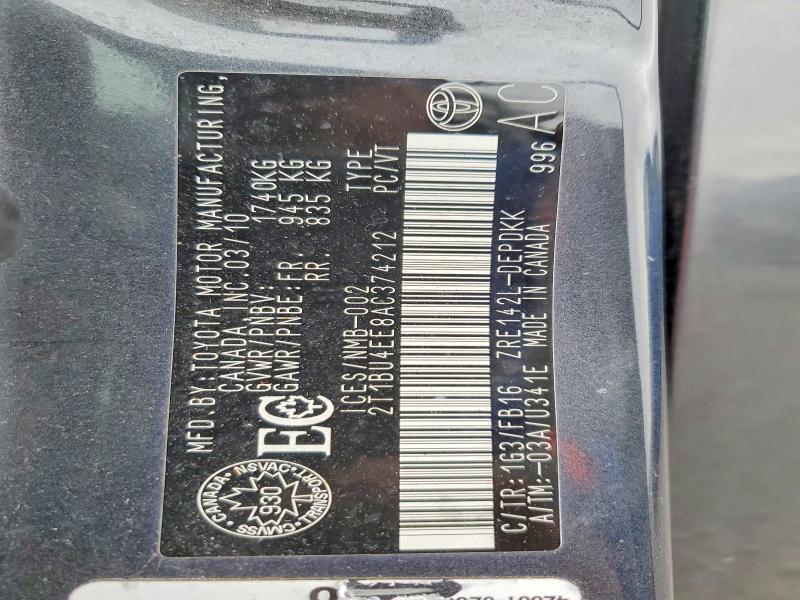 Продаж на аукціоні авто 2010 Toyota Corolla, vin: 2T1BU4EE8AC374212, номер лоту: 51867276
