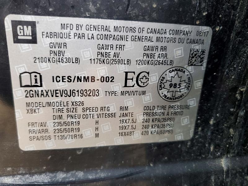 Продажа на аукционе авто 2018 Chevrolet Equinox, vin: 2GNAXVEV9J6193203, номер лота: 50642036