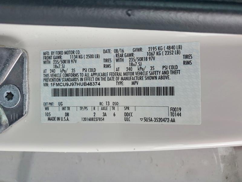 Aukcja sprzedaży 2017 Ford Escape, vin: 1FMCU9J97HUB48374, numer aukcji: 51093616