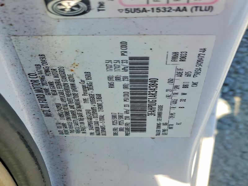 Aukcja sprzedaży 2010 Ford Fusion, vin: 3FAHP0JG1AR343840, numer aukcji: 50836306