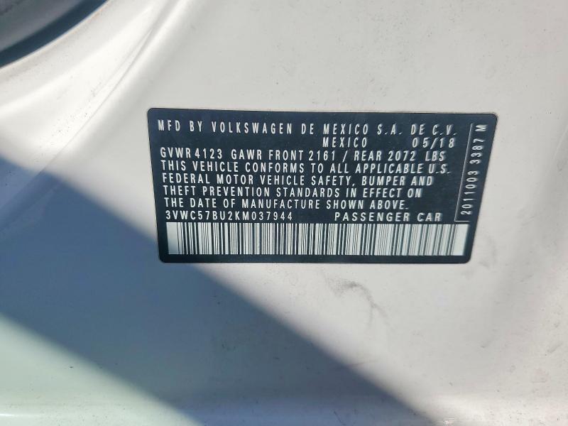Aukcja sprzedaży 2019 Volkswagen Jetta, vin: 3VWC57BU2KM037944, numer aukcji: 48534856