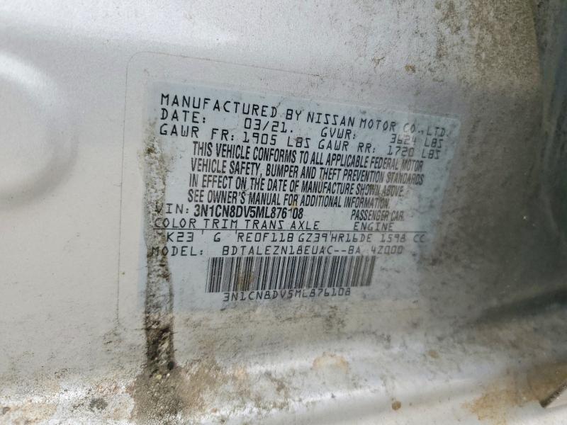 Aukcja sprzedaży 2021 Nissan Versa, vin: 3N1CN8DV5ML876108, numer aukcji: 52060576