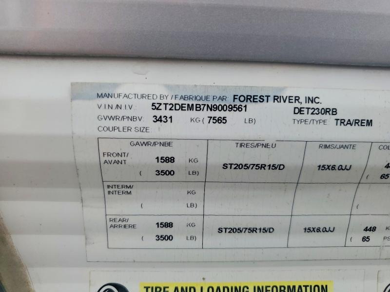 Продаж на аукціоні авто 2022 Foresriver East West, vin: 5ZT2DEMB7N9009561, номер лоту: 50423856