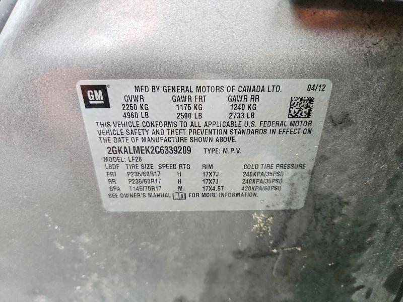 Продаж на аукціоні авто 2012 Gmc Terrain, vin: 2GKALMEK2C6339209, номер лоту: 48287286