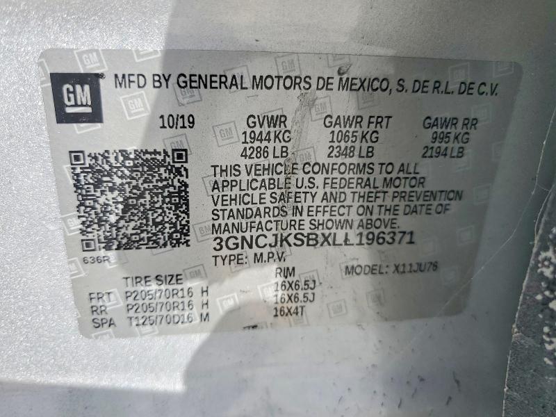 Aukcja sprzedaży 2020 Chevrolet Trax, vin: 3GNCJKSBXLL196371, numer aukcji: 51135906