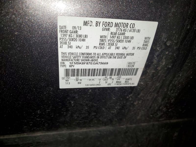 Aukcja sprzedaży 2014 Ford Explorer, vin: 1FM5K8F87EGA75669, numer aukcji: 51634556