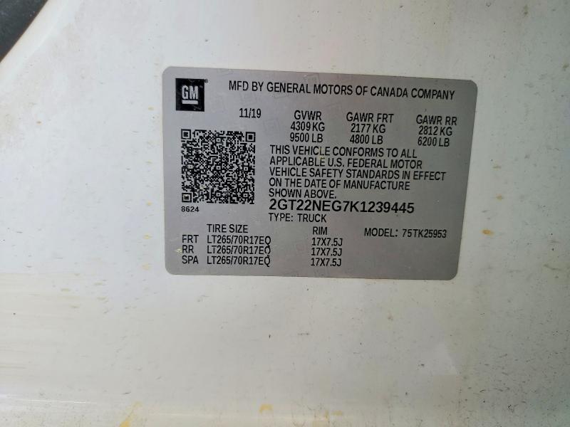 Продаж на аукціоні авто 2019 Gmc Sierra, vin: 2GT22NEG7K1239445, номер лоту: 50899386
