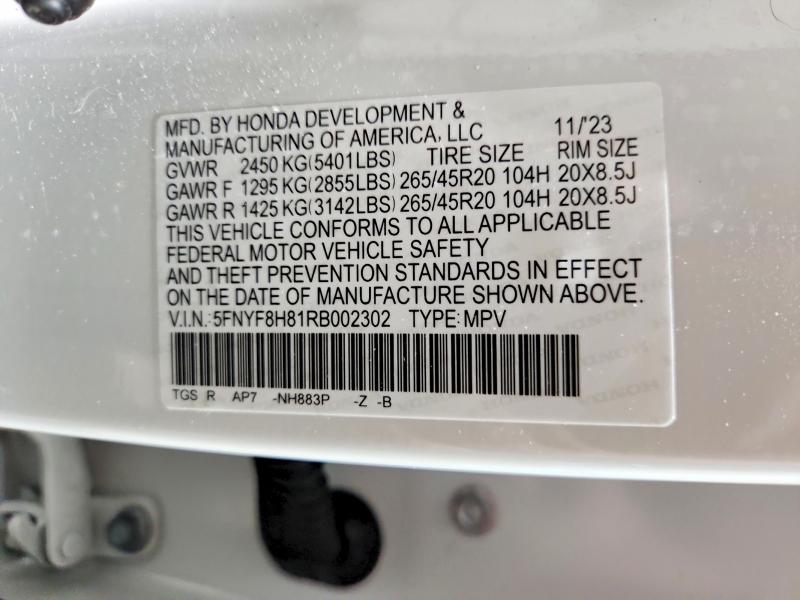 Aukcja sprzedaży 2024 Honda Passport, vin: 5FNYF8H81RB002302, numer aukcji: 51122976