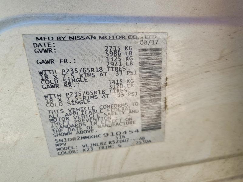 Продажа на аукционе авто 2017 Nissan Pathfinder, vin: 5N1DR2MMXHC910454, номер лота: 51162256