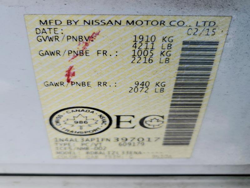 Продажа на аукционе авто 2015 Nissan Altima, vin: 1N4AL3AP1FN397017, номер лота: 48622226