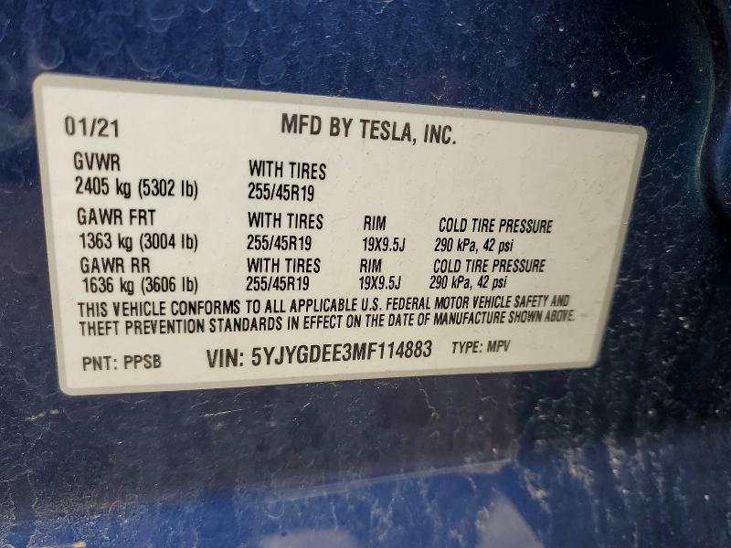 Aukcja sprzedaży 2021 Tesla Model Y, vin: 5YJYGDEE3MF114883, numer aukcji: 48511176