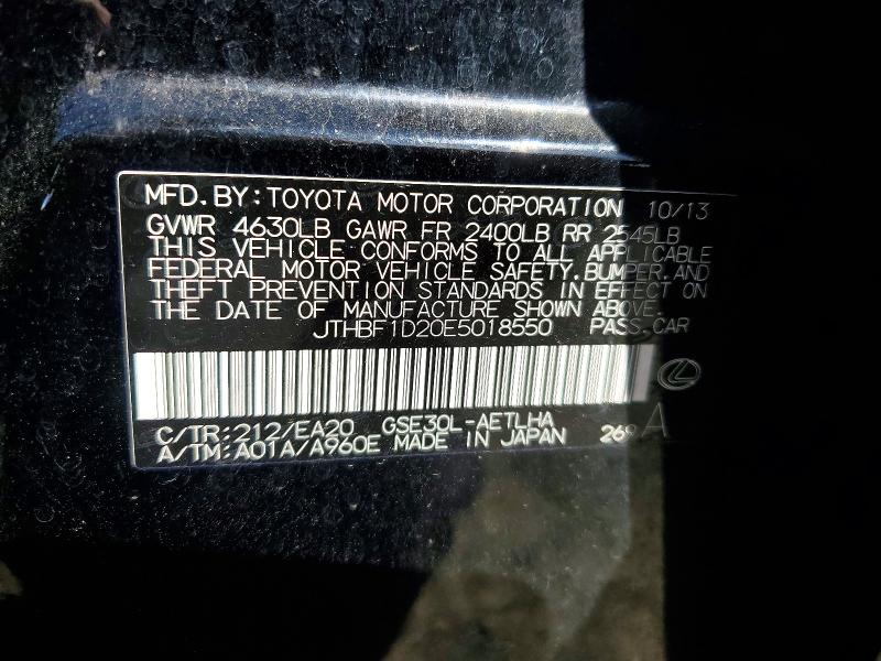 48714236 :رقم المزاد ، JTHBF1D20E5018550 vin ، 2014 Lexus Is 250 مزاد بيع
