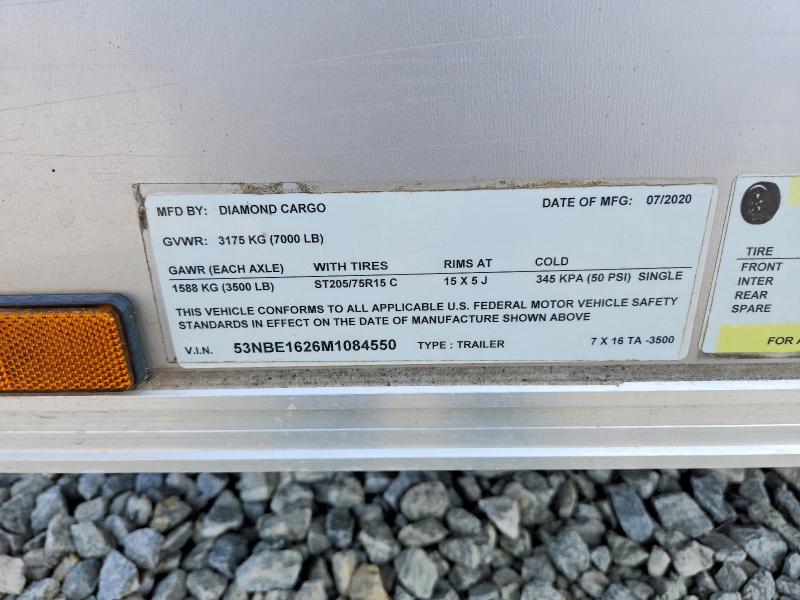 51302326 :رقم المزاد ، 53NBE1626M1084550 vin ، 2021 Diamond Cargo Enclosed Cargo مزاد بيع