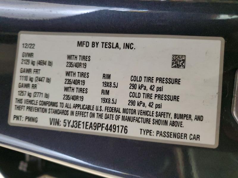 Aukcja sprzedaży 2023 Tesla Model 3, vin: 5YJ3E1EA9PF449176, numer aukcji: 50957806