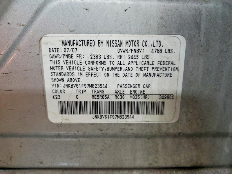 48356856 :رقم المزاد ، JNKBV61F97M823544 vin ، 2007 Infiniti G35 مزاد بيع