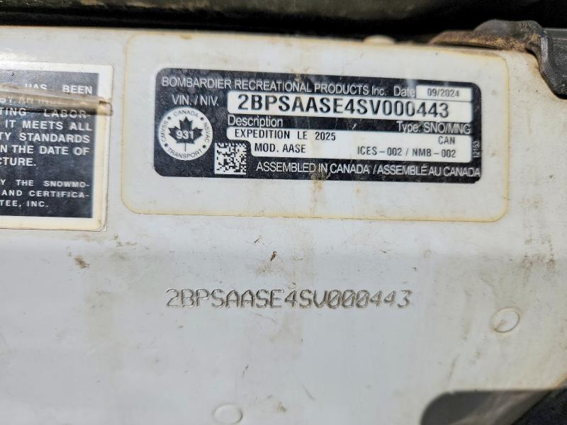 2025 Ski-doo Snowmobile მანქანა იყიდება აუქციონზე, vin: 2BPSAASE4SV000443, აუქციონის ნომერი: 49816336