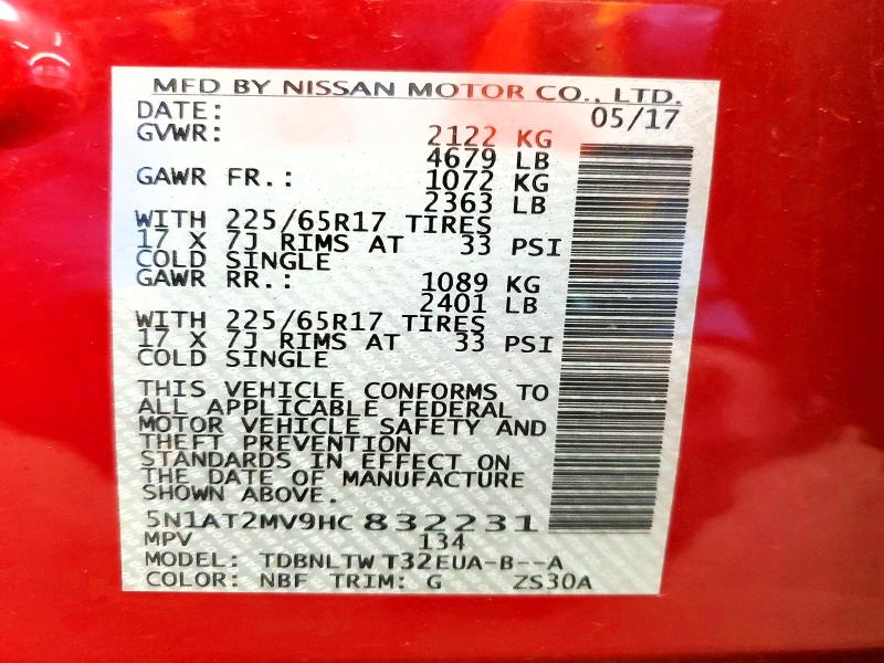 Продажа на аукционе авто 2017 Nissan Rogue, vin: 5N1AT2MV9HC832231, номер лота: 51817986