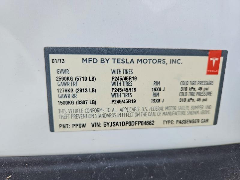 Продажа на аукционе авто 2013 Tesla Model S, vin: 5YJSA1DP0DFP04662, номер лота: 47974936