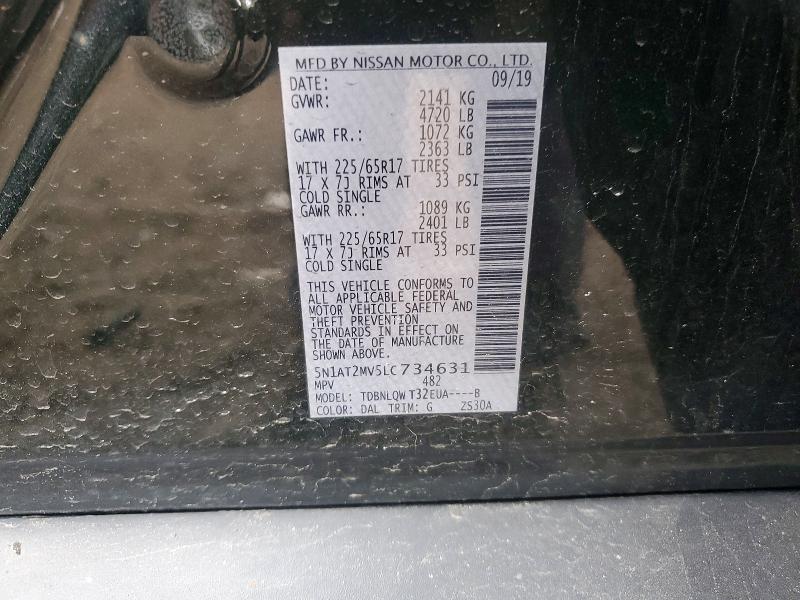 2020 Nissan Rogue მანქანა იყიდება აუქციონზე, vin: 5N1AT2MV5LC734631, აუქციონის ნომერი: 49919676