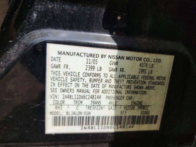 Aukcja sprzedaży 2006 Nissan Altima, vin: 1N4BL11DX6C148144, numer aukcji: 51687356