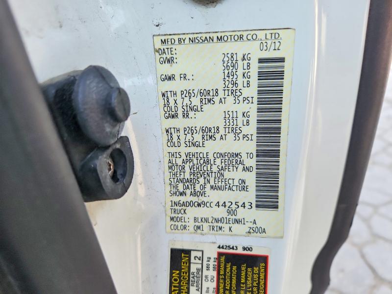 2012 Nissan Frontier მანქანა იყიდება აუქციონზე, vin: 1N6AD0CW9CC442543, აუქციონის ნომერი: 49121456