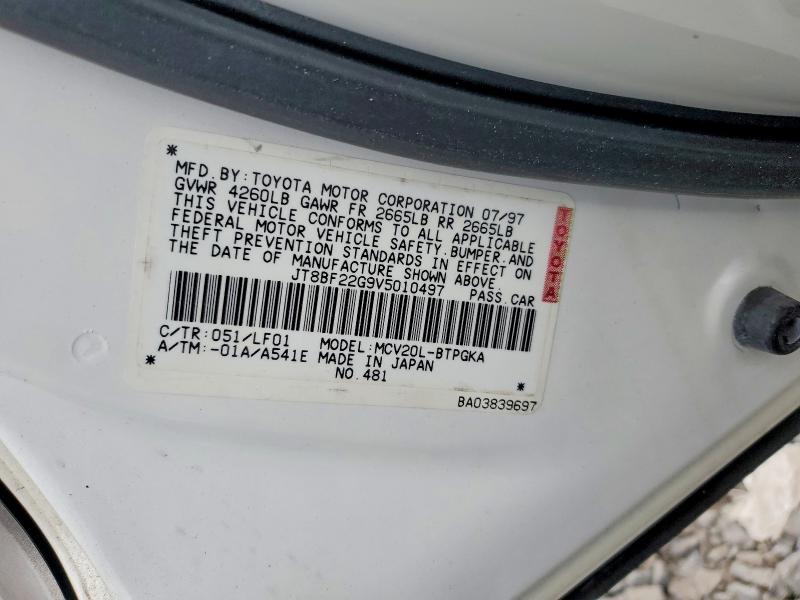 1997 Lexus Es მანქანა იყიდება აუქციონზე, vin: JT8BF22G9V5010497, აუქციონის ნომერი: 51090526