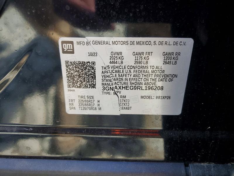 Aukcja sprzedaży 2024 Chevrolet Equinox, vin: 3GNAXHEG9RL196208, numer aukcji: 52155066