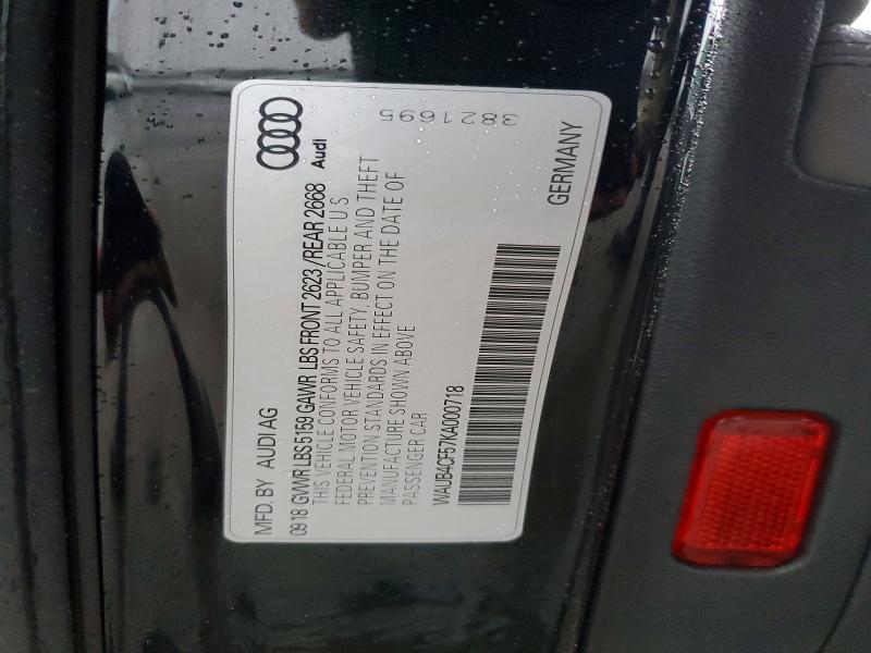 2019 Audi S5 მანქანა იყიდება აუქციონზე, vin: WAUB4CF57KA000718, აუქციონის ნომერი: 48271316